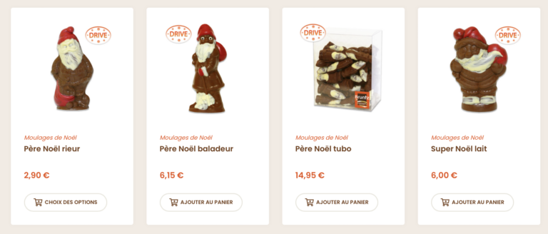 collection de bonbon de chocolat de Noël de la chocolaterie bruntz en alsace
