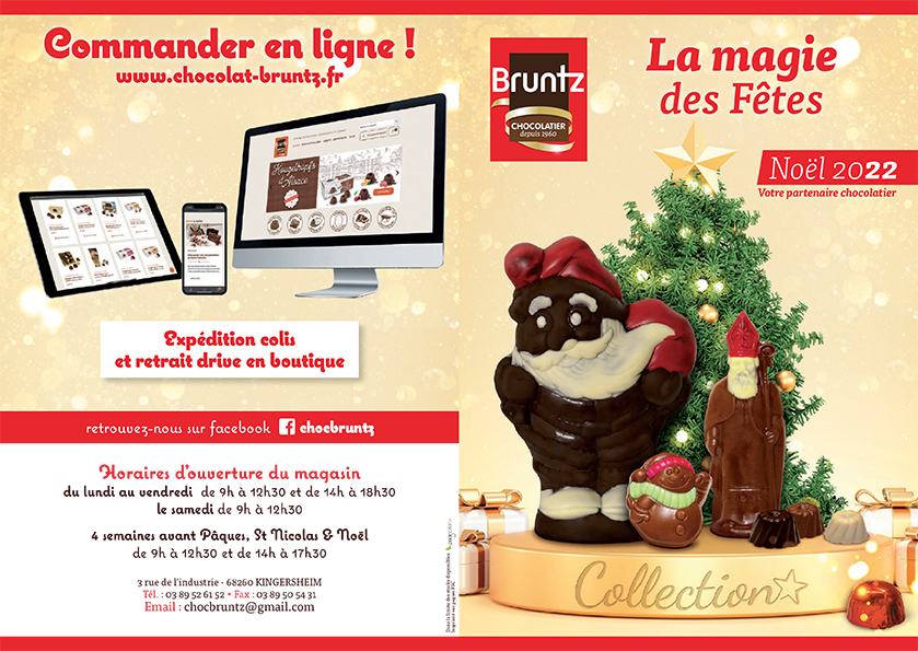 Le catalogue de Noël de la Chocolaterie Bruntz à Kingersheim, proche Mulhouse en Alsace.
