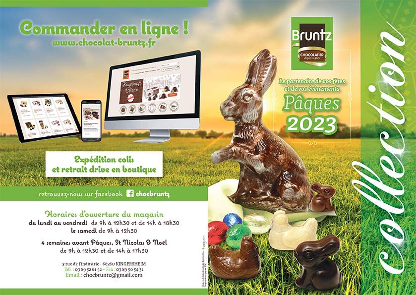 Le catalogue de Pâques de la Chocolaterie Bruntz à Kingersheim, proche Mulhouse en Alsace.